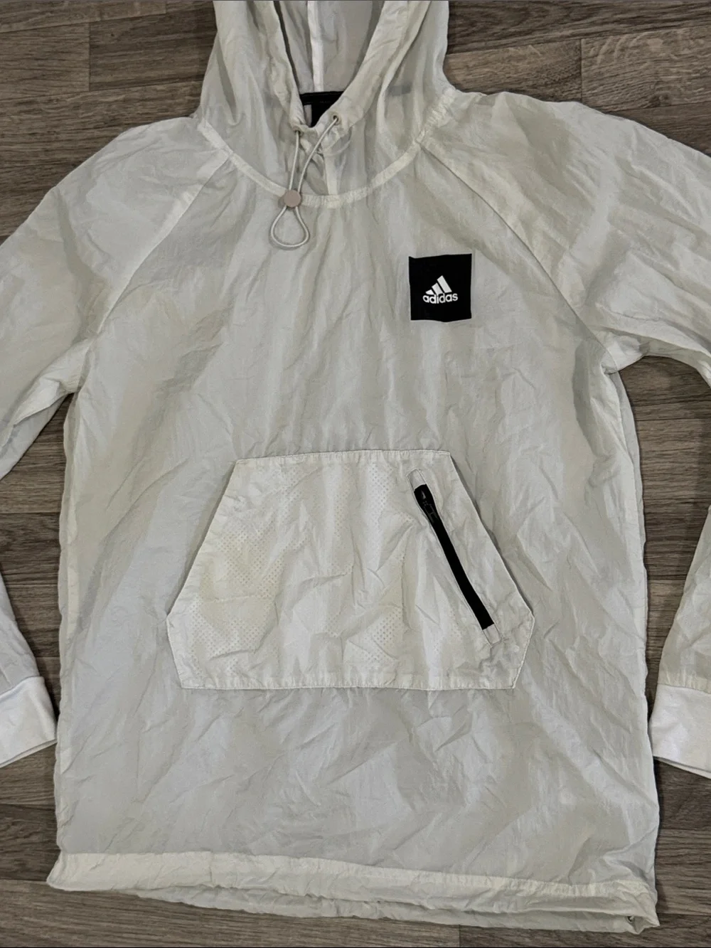 Adidas sheer lightweight windbreaker pullover hoodie men’s sz S